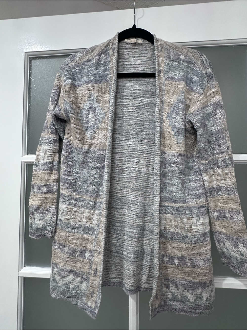 Esprit Open Front Marled Knit Cardigan Sweater Gray Beige Women’s XS